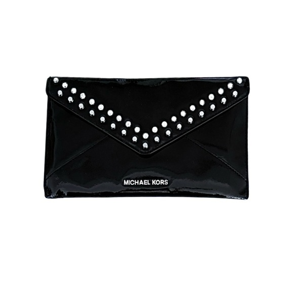 MICHAEL Michael Kors Handbags - MICHAEL Michael Kors | Jet Set Jewel Studded Envelope Clutch | Black Leather
